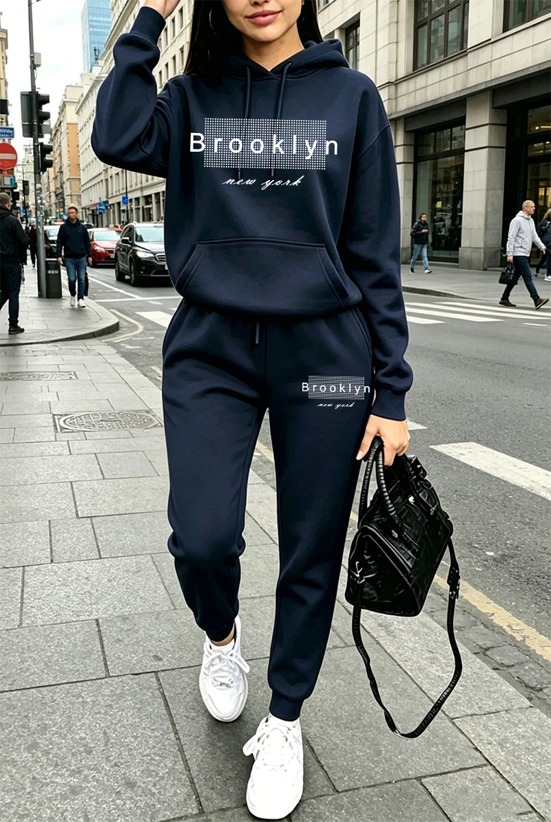 Winter Clothing Pants - Tuta da donna con stampa, felpa