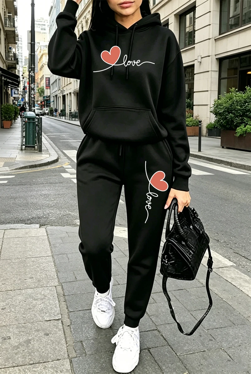 Winter Clothing Pants - Tuta da donna con stampa, felpa